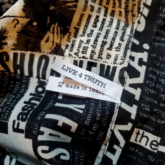 Live 4 Truth Black and White Button Down Sheer Tunic/ Sheer Dress with Collar - Picture 3 of 3